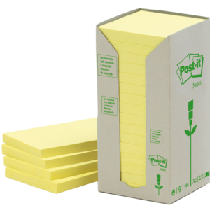 654YRT - 3M Post-It Memoblok Greenline 76x76mm Geel 16st