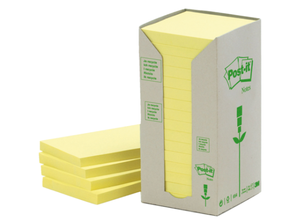 654YRT - 3M Post-It Memoblok Greenline 76x76mm Geel 16st