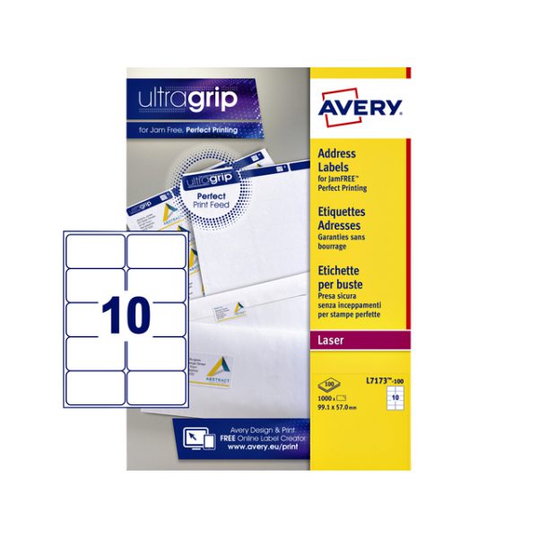 L7173-100 - AVERY Adres Etiket QuickPEEL L7173 99.1x57mm 1.000st Wit 1 Pak