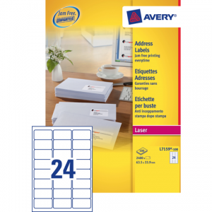 L7159-100 - AVERY Adres Etiket QuickPEEL L7159 63.5x33.9mm 2.400st Wit 1 Pak