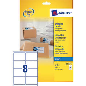 J8165-25 - AVERY Verzend Etiket QuickDRY J8165 99.1x67.7mm 200st Wit 1 Pak