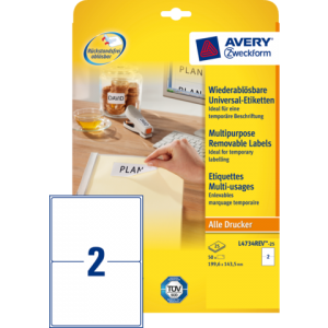 L4734REV-25 - AVERY Universal Etiket Verwijderbaar L4734REV A5 50st Wit 1 Pak