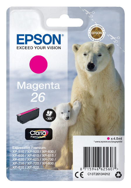 C13T26134012 - EPSON 26 Magenta 4,5ml 300vel