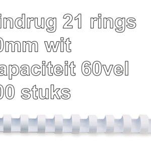 5345805 - FELLOWES Bindrug Kunststof A4 21-Rings 10mm 60vel Wit 100st