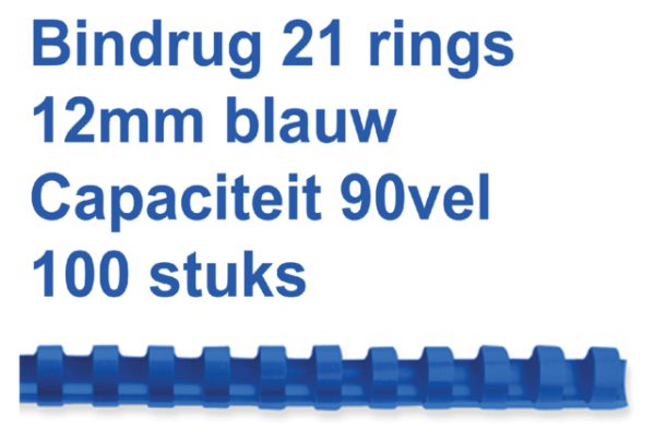 4028237 - GBC Bindrug Cerlox Com Kunststof A4 21-Rings 12mm Blauw 100st