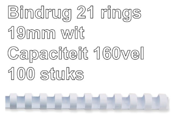 4028611 - GBC Bindrug Com Herbruikbaar Kunststof A4 21-Rings 19mm Wit 100st