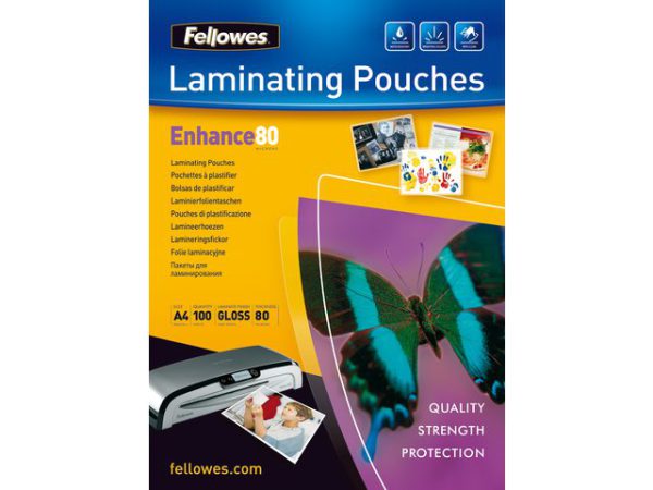 5306114 - FELLOWES Lamineerhoes 2x80mcr Enhance A4 Gloss 1 Pak