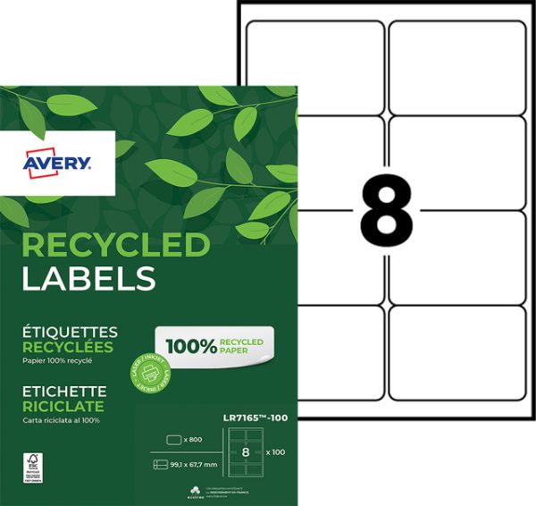 LR7165-100 - Avery Verzend Etiket QuickPEEL LR7165 99.1x67.7mm 800st Wit 1 Pak