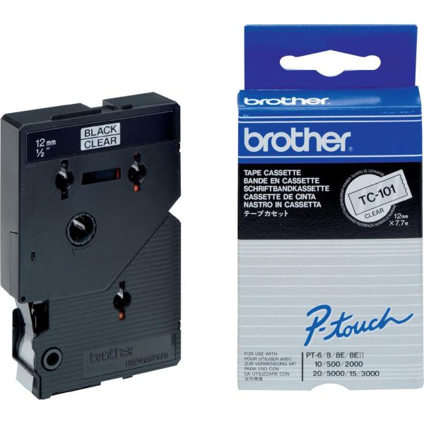 TC-101 - Brother Lettertape P-Touch 12mm 7.7m Transparant Zwart