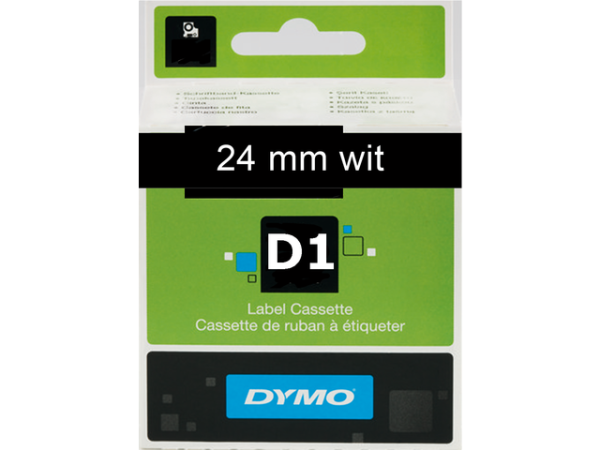 S0721010 - DYMO Lettertape D1 24mm 7m Zwart Wit Polyester 53721