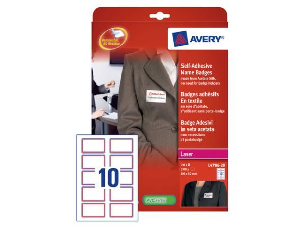 L4786-20 - Avery Badge Zelfklevend L4786-20 A4 80x50mm