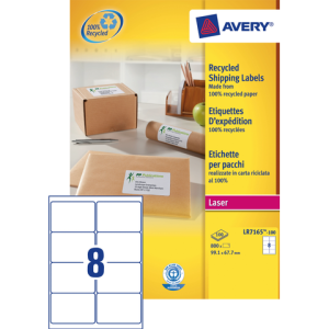 LR7165-100 - Avery Verzend Etiket QuickPEEL LR7165 99.1x67.7mm 800st Wit 1 Pak