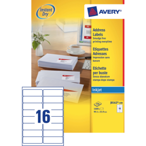 J8162-100 - Avery Adres Etiket 99.1x33.9mm 1.600st Wit