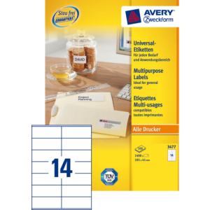 3477 - Avery Universal Etiket Zweckform 105x41mm 1.400st Wit