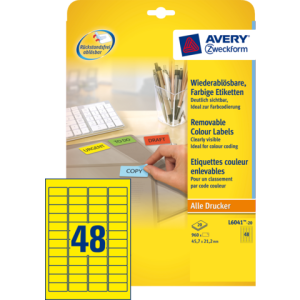 L6041-20 - Avery Gekleurde Etiketten Zweckform 45.7x21.2mm 960st Geel