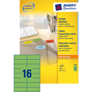 3454 - Avery Gekleurde Etiketten Zweckform 105x37mm 1.600st Groen