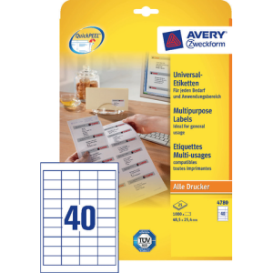 4780 - Avery Universal Etiket Zweckform 48.5x25.4mm 1.000st Wit