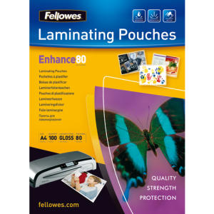 5306114 - FELLOWES Lamineerhoes 2x80mcr Enhance A4 Gloss 1 Pak
