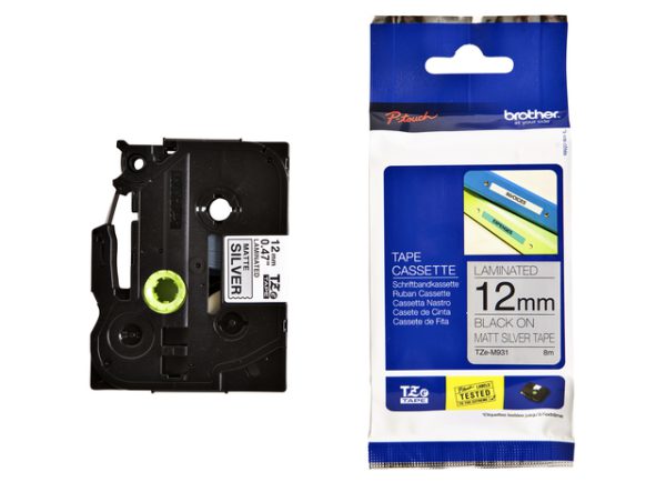 TZE-M931 - Brother Lettertape P-Touch 12mm 8m Metaalkleurig Zwart