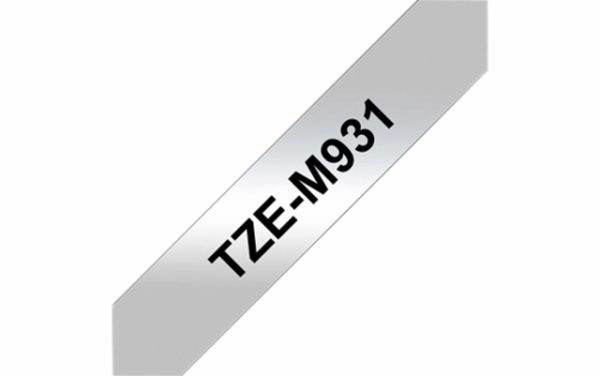 TZE-M931 - Brother Lettertape P-Touch 12mm 8m Metaalkleurig Zwart