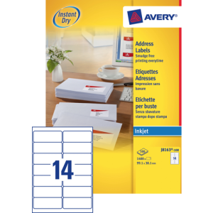 J8163-100 - Avery Adres Etiket QuickDRY J8163 99.1x38.1mm 1.400st Wit 1 Pak