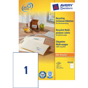 LR3478 - Avery Universal Etiket Zweckform LR3478 210x297mm 100st Wit 1 Pak