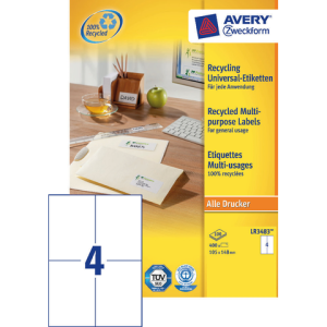 LR3483 - Avery Universal Etiket Zweckform LR3483 105x148mm 400st Wit 1 Pak