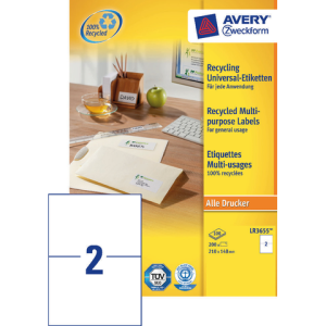 LR3655 - Avery Universal Etiket Zweckform LR3655 210x148mm 200st Wit 1 Pak