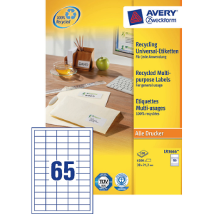 LR3666 - Avery Universal Etiket Zweckform LR3666 38x21.2mm 6.500st Wit 1 Pak