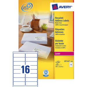 LR7162-100 - Avery Adres Etiket QuickPEEL LR7162 99.1x33.9mm 1.600st Wit 1 Pak