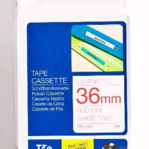 Brother Lettertape Gelamineerd P-Touch Rood Wit 36mm 8m