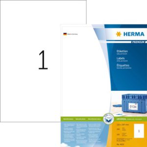 HERMA Universal Etiket Premium 210x297mm Wit 200st 1 Pak