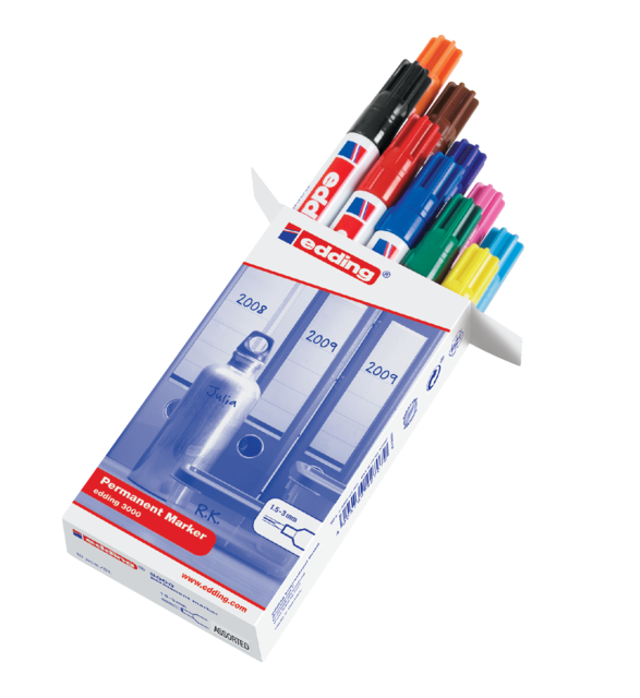 EDDING Marker Permanent 3000 1.5-3mm Diverse Kleuren 1 Set