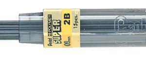 000922 - PENTEL Potloodstift Hi-Polymer Super 0.9mm 2B Zwart 12st