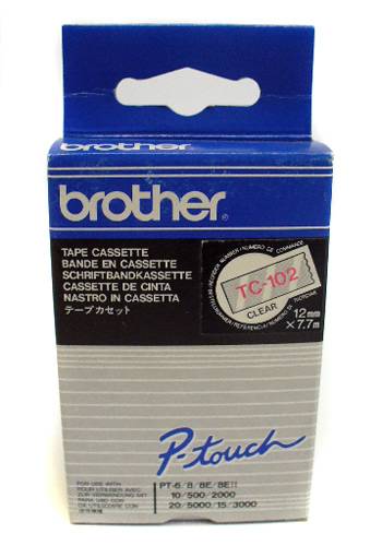 Brother Lettertape Gelamineerd P-Touch Rood Transparant 12mm 7.7m