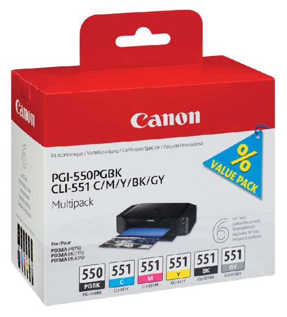 Canon Inkt Cartridge 72 Black & Yellow & Magenta & Cyaan & Red Multipack