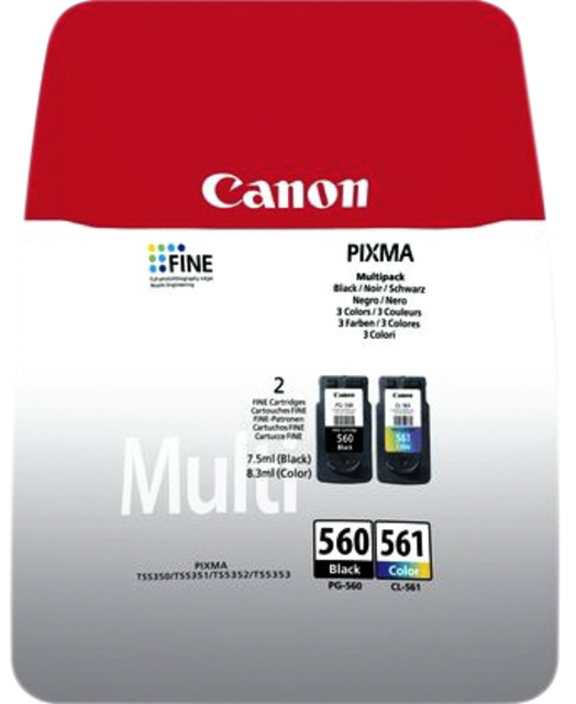 Canon crg pg-560/cl-561 multi bl ink value pack black & colour cartridges