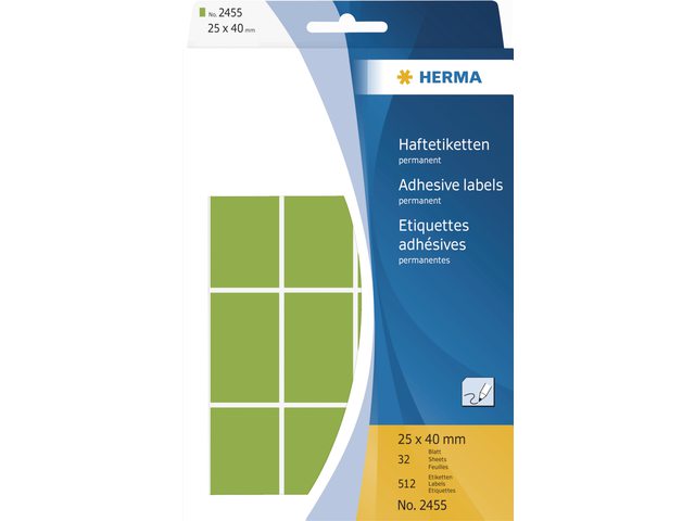 HERMA Universal Etiket Schrijfpapier 25x40mm Groen 512st 1 Pak