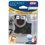 S0718060 - DYMO D1 12mm 5,5m Wit Zwart Polyester 16959