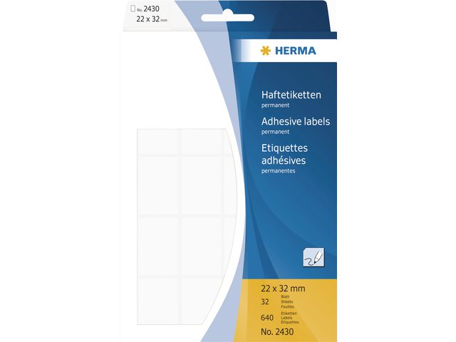 HERMA Universal Etiket Schrijfpapier 22x32mm Wit 640st 1 Pak