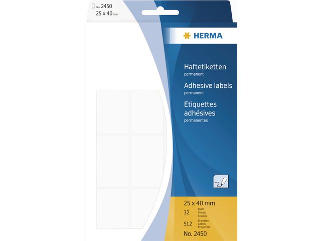HERMA Universal Etiket Schrijfpapier 25x40mm Wit 512st 1 Pak