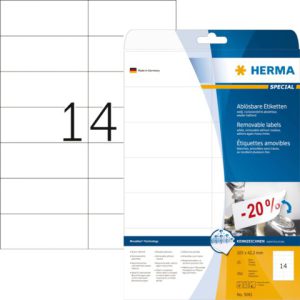 HERMA Speciaal Etiket Verwijderbaar 105x42.3mm Wit 350st 1 Pak