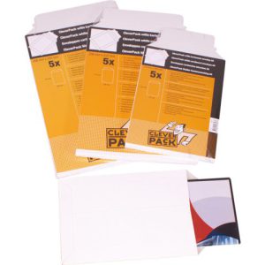 530399 - CLEVERPACK Kartonnen Envelop A4 238x312mm 450gr Strip 5st Wit