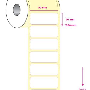 LI-ME Label Polyethyleen Mat Extra Permanent 50x20mm 8.000st Wit Rol 76mm Kern 2 Buiten 0