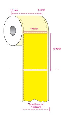 LI-ME Etiket PTE (Papier Thermische Eco) Mat Permanent 100mm 150mm Geel 900st 76mm Kern 1Baans 2 Bui