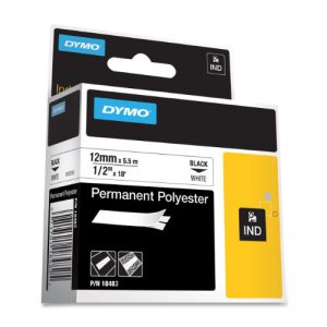 S0718210 - DYMO Lettertape RHINO 12mm 5,5m Wit Zwart Polyester 18483