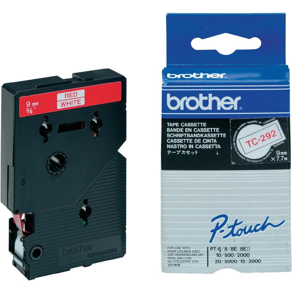 Brother Lettertape Gelamineerd P-Touch Rood Wit 9mm 7.7m