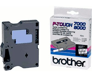 Brother Lettertape Gelamineerd P-Touch Zwart Transparant 12mm 8m