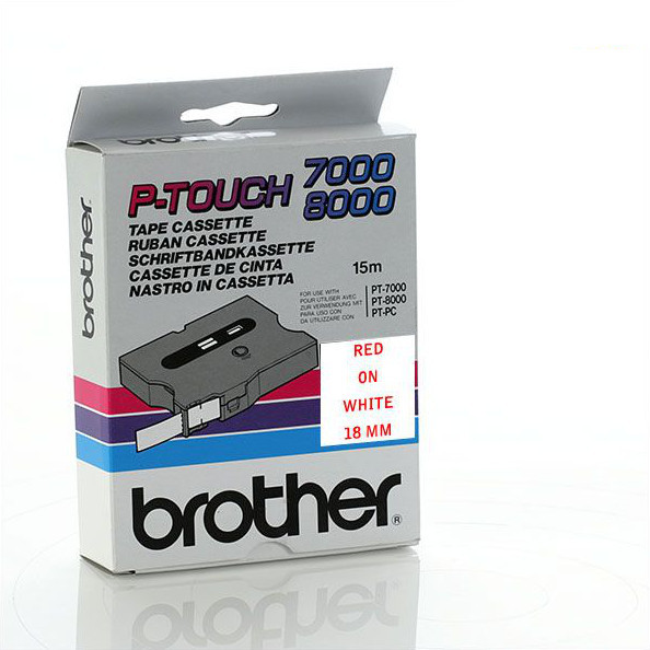 Brother Lettertape Gelamineerd P-Touch Rood Wit 18mm 15.4m