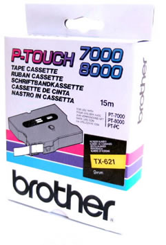 Brother Lettertape Gelamineerd P-Touch Zwart Geel 9mm 15m